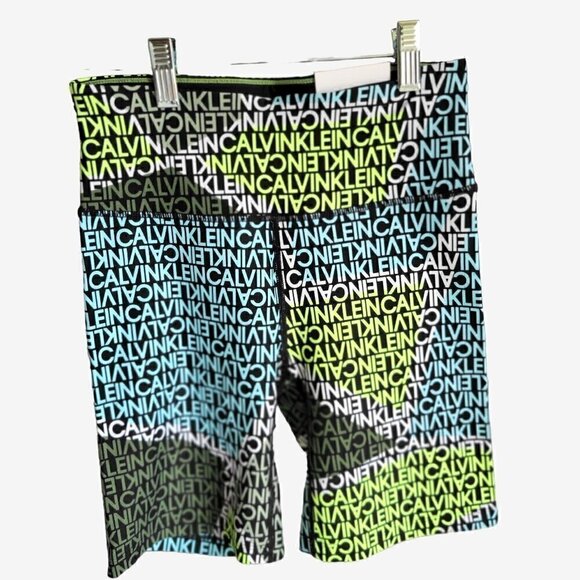 Calvin Klein Black Multi-Color Signature Biker Shorts, High Waisted, Size XS - N - Picture 1 of 5